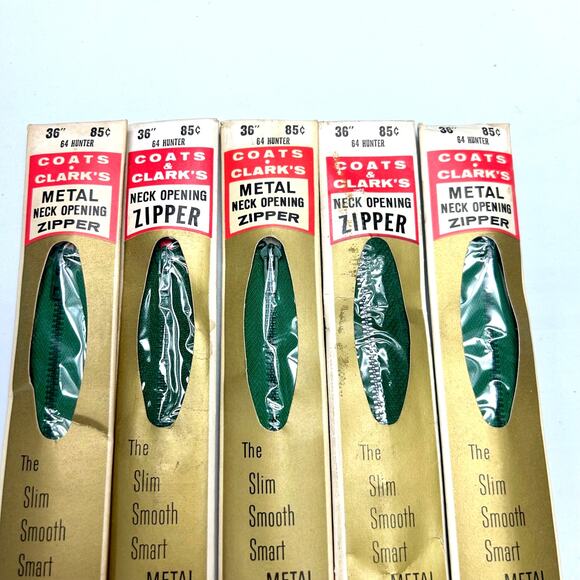 Vintage 36" Neck Opening Metal Zippers Coats and Clark Lot of 5 NOSIP - Picture 2 of 4